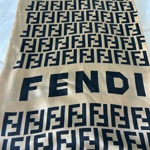 Fendi Scarf Tan and Black FF Beautiful 48" x 10"